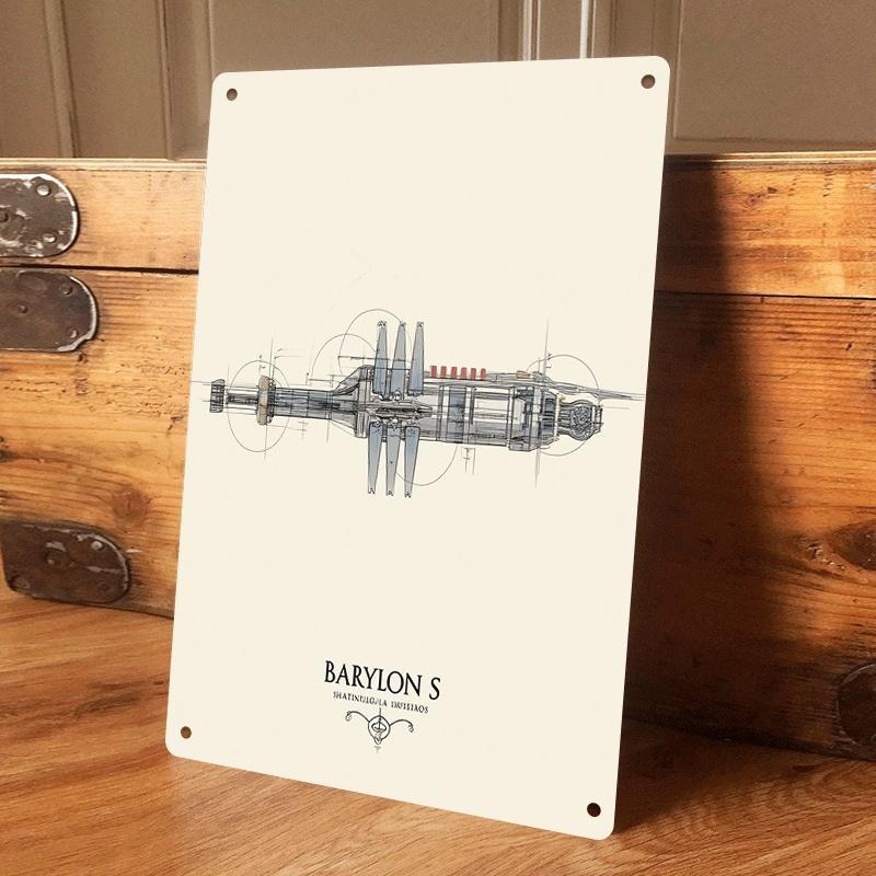 1 piece of retro mechanical spaceship design tinplate painting, suitable for living room, study, or bar wall decoration; creativ (as the picture,20x30cm)