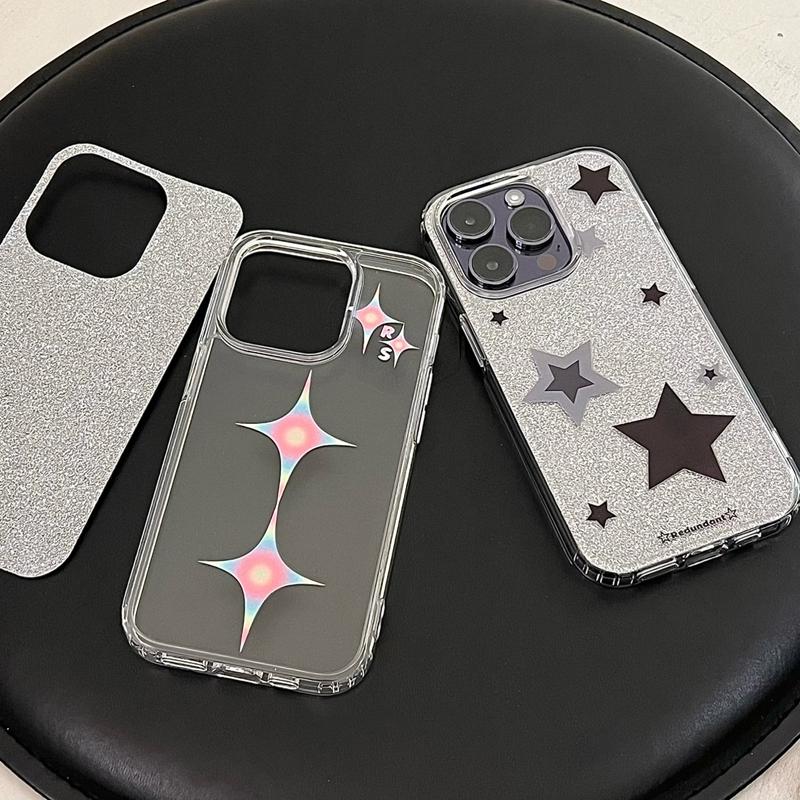 Ins fünfzackiger Stern Glitzer Klar Bling Weiche Silikon Handyhülle für iPhone 13 12 11 14 Pro X Xs Max Xr 7 8 Plus Se Rückseite