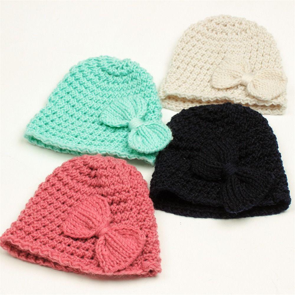 

Soft Baby Hat Solid Color Knitted Hat Fashion Ear Protection Outdoor рожевий