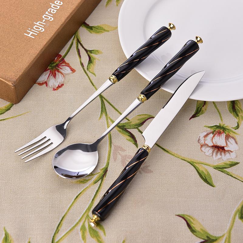 Western Cutlery Stainless Steel Ceramic Handle Knife & Spoon Set