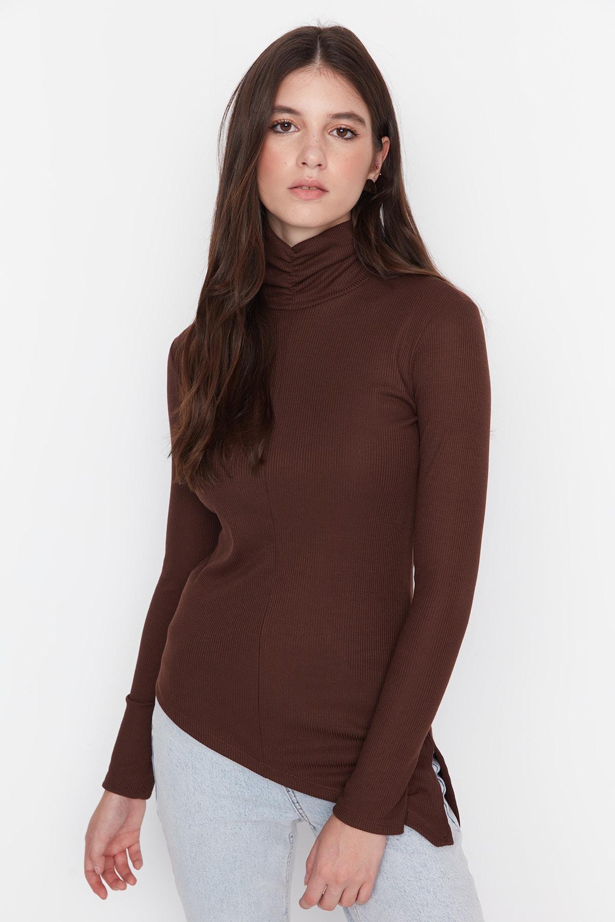 

Блуза - Коричневый - Slim fit