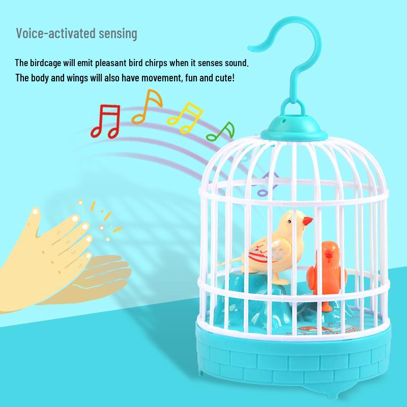Douyin Electric Voice-Activated Bird & Puppy Cage Toy for Kids - Simulated Calls Outdoor Play Light