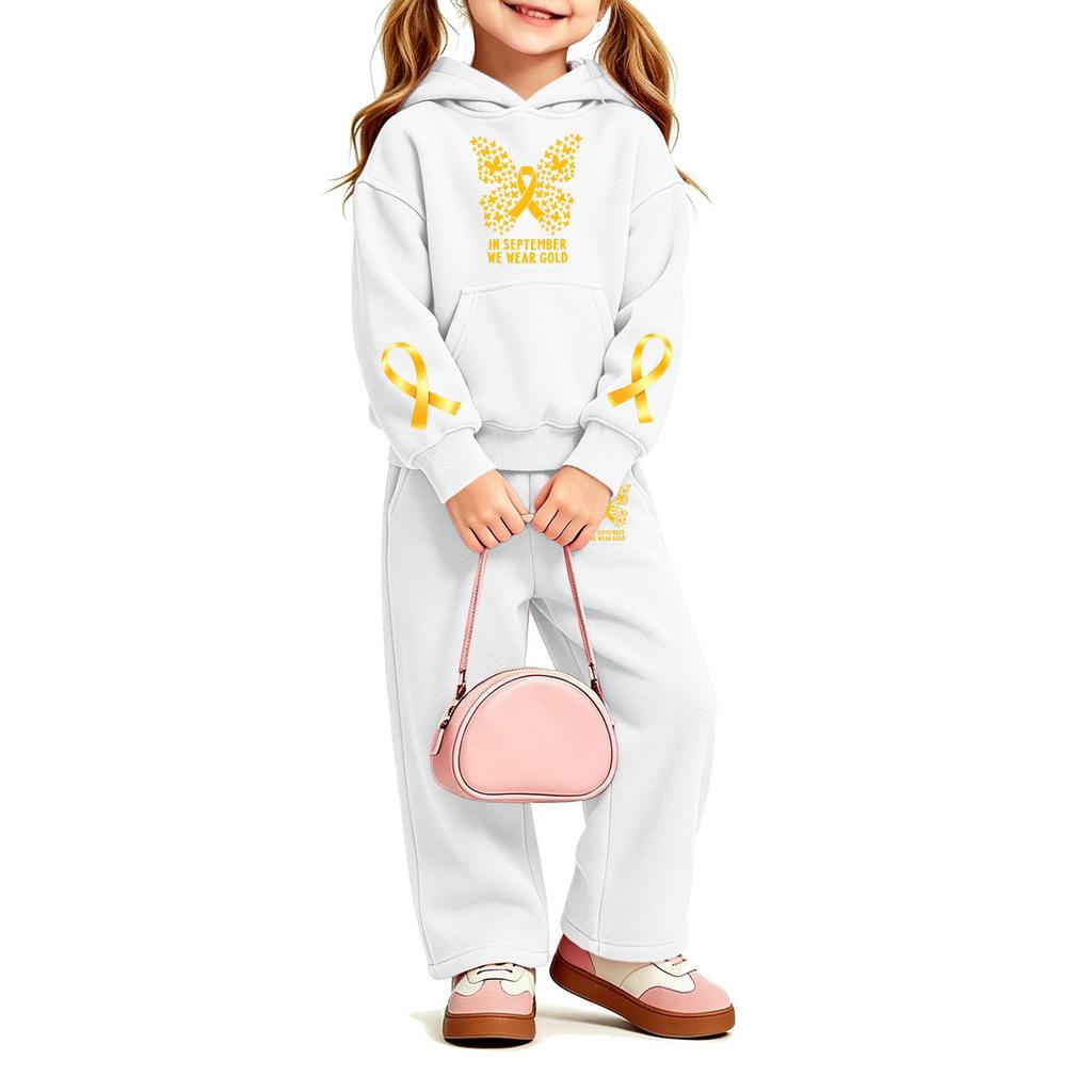 Girls' Print Hoodie and Sweatpants Set, 2-Piece Outfit for Casual Wear