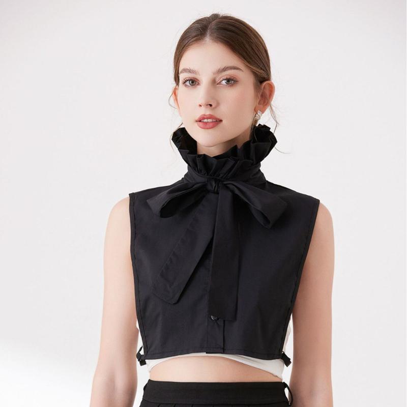 Perfect Match Detachable Stand Collar Blouse Solid Color Half Shirt Ruffled Decorative Collar Sweater False Collar Top Clothing Accessory
