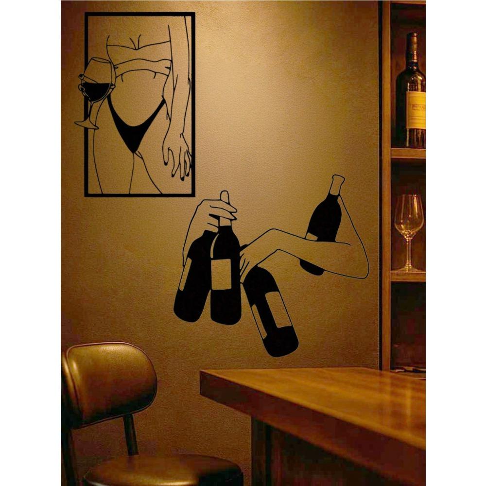 Metal Wine Goddess Wall Art Iron Sculpture Rustproof Home Decor Bar Dining Room Gift