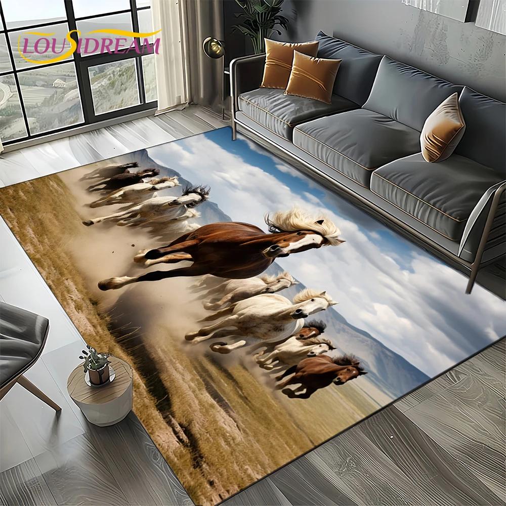 27 Style Horse Pentium Gallant Steed Animal Carpet Rug for Living Room Bedroom Home Sofa Decoration,Area Rug Non-slip Floor Mat