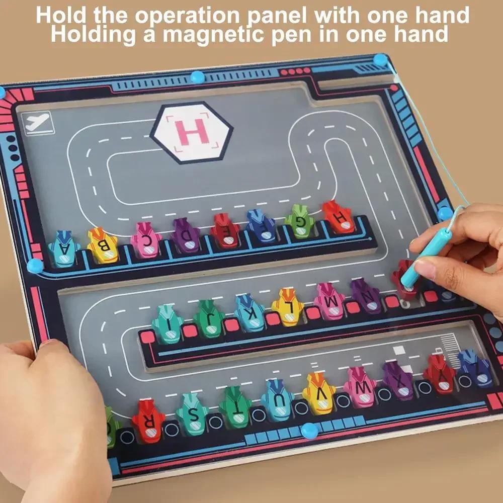 Montessori Magnetic Alphabet Maze Letter Puzzle  Gifts for Kids Parking Lot Puzzles for Children Preschool Girls Toys for Kids