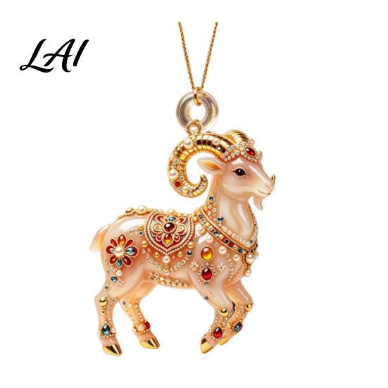 Cute Sheep Acrylic Pendant 2D Hanging Ornament Decorative Pendant Animal Ornament New Year Decoration for Christmas Tree Mantel Car Interior Home