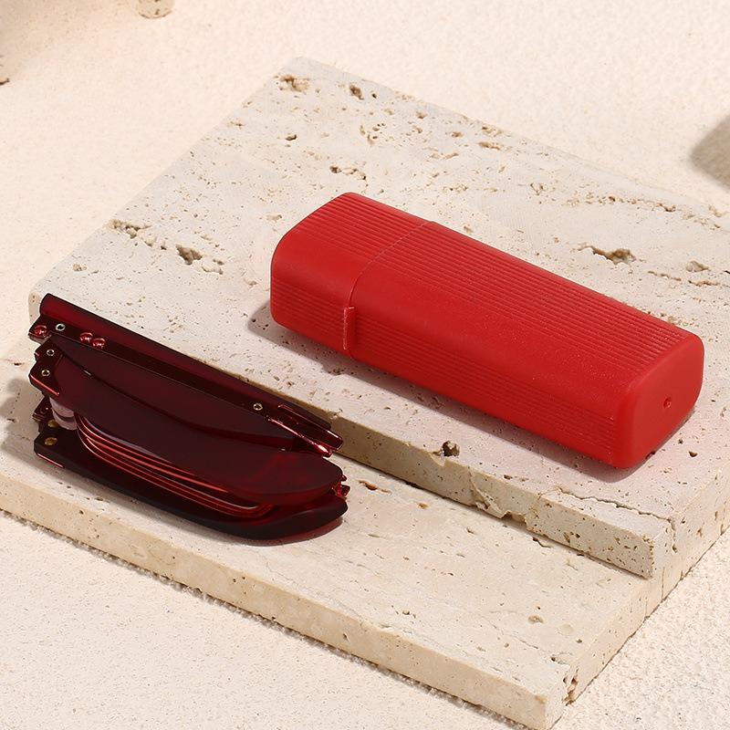 New Foldable Portable Anti-Blue Light Reading Glasses Fashionable Metal Square-Frame Presbyopic Glasses With Case Unisex