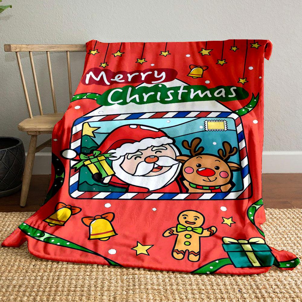 Merry Christmas Themed Festive Holiday Throw Blanket Bedroom Blanket for Livingroom Couch Lunch Break Soft Throw for Friend's Festival Gift