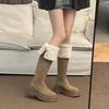 Over-Knee Long Boot Women Winter Thiened High Heel Lamb Fur Double-Sided Wear Knight Boot Velvet Surface Korean Sle