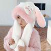 Cute Rabbit Ears Kids Winter Hat With Moving Ears And Warm Fleece For Girls Age 2 To 12