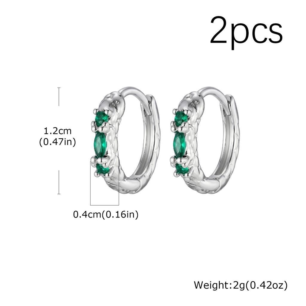 High Quality Fashion Green Cubic Zirconia Snake Shape Hoop Earrings for Men Punk Gothic Jewelry Party Daily Wear
