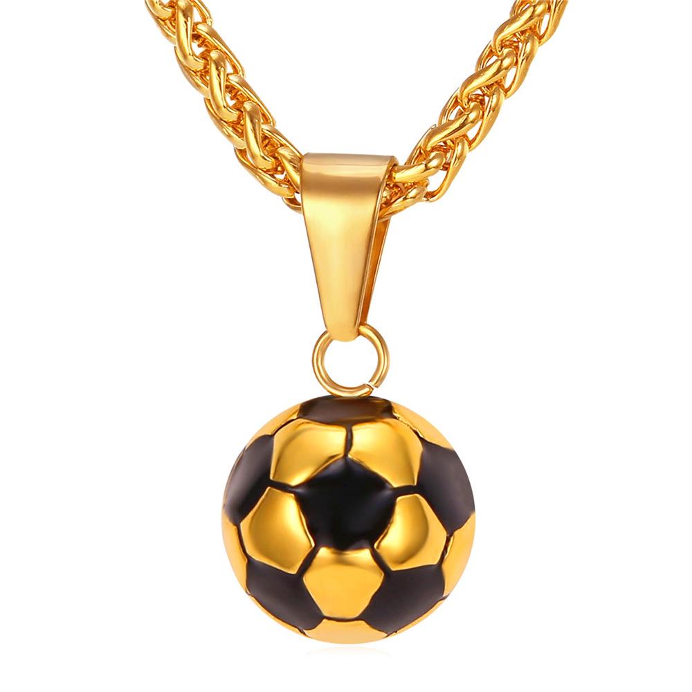 

Stainless Steel Soccer Necklace for Men and Women Football Charm 20 Inches Pendant Link Chain Sport Jewelry