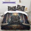 Sword Throne Pattern Bedding Quilt Set  Home Decoration  Gift (1 * duvet cover + 2 * pillowcase  without core)