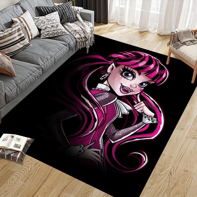 Ula Cartoon Flannel Printed Carpet, Home Sofa Decoration for Living Room & Bedroom, Non‑Slip Play Flannel Floor Mat for Game Room