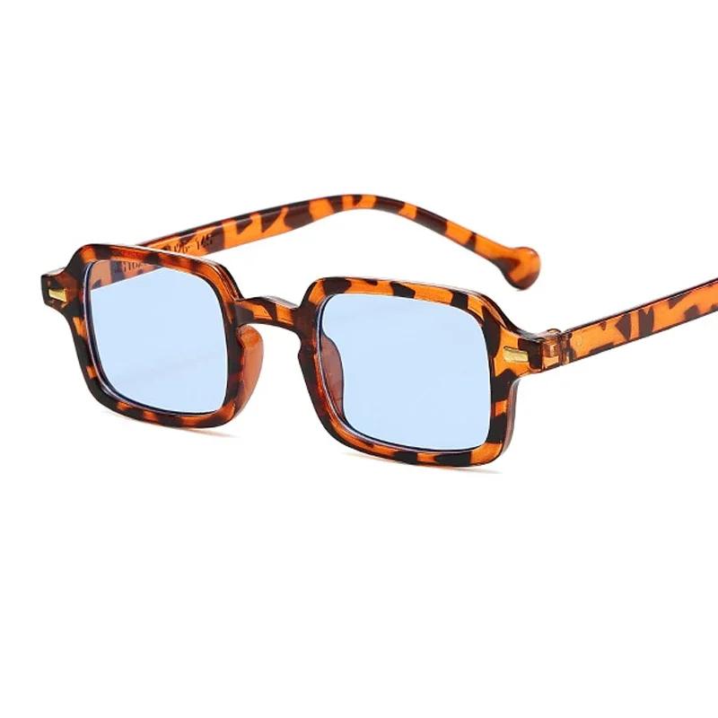 

Fashion Square Sunglasses Women New Retro Rivets Decoration Glasses Men Leopard Blue Sun Glasses Gradient Shades UV400