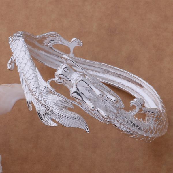 Pulseiras masculinas de cor prata real, pulseiras finas de dragão aberto para homens, presente de aniversário para amantes do dia dos namorados /adagw