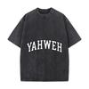Yahweh The Great I Am Typography Washed Distressed Loose Streetwear Tops For City Walks