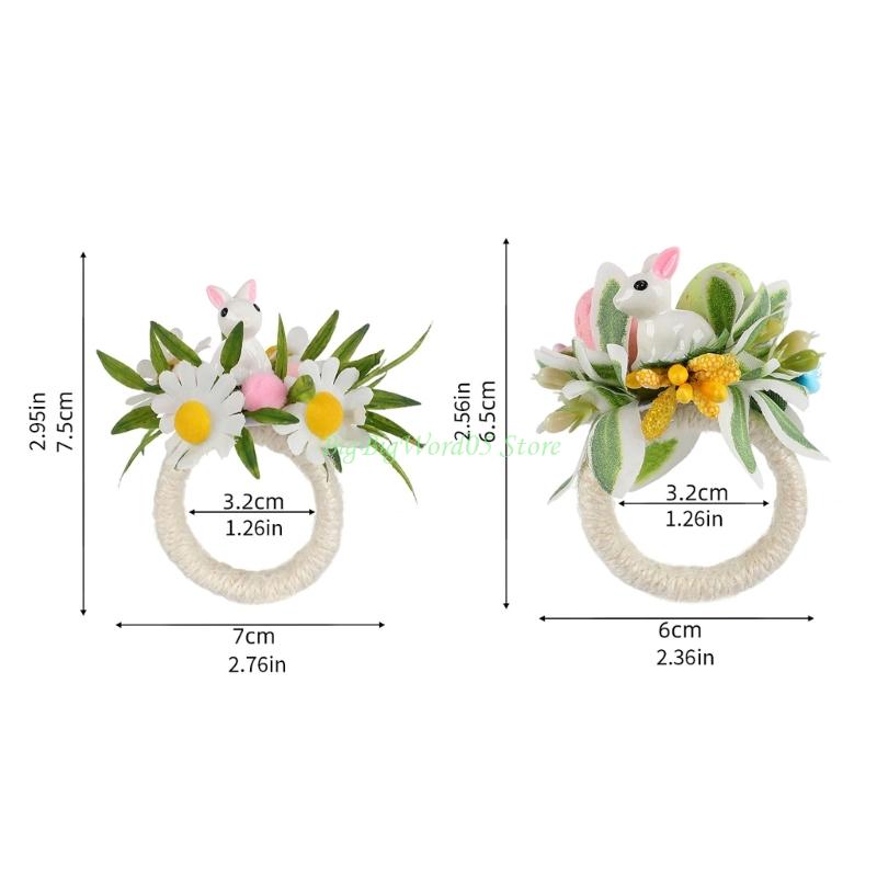 24TE Easters Celebration Essential Rabbit Eggs Napkin Rings for Decors and Gatherings