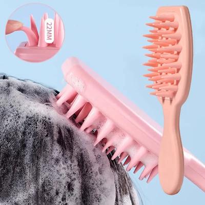 Silikon-Shampoo-Bürste, Kopfhaut-Massagebürste, Kopfwaschkamm, langer Griff, Haarmassagegerät, Badebürste, Körperwäscher, Haar-Accessoires