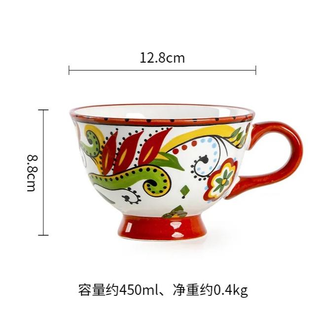 Ceramic Breakfast Mug European Pastoral Style Bone China Coffee Mug Creative High Foot Flower Teacup Home Drinkware Water Cup