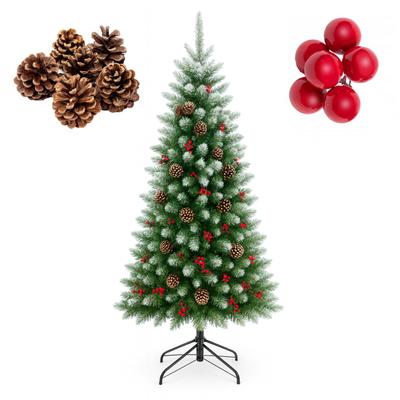 Artificial Christmas Tree, Lifelike, 200cm, Pine, Spruce, Dense, Cones, Snow-covered Stand