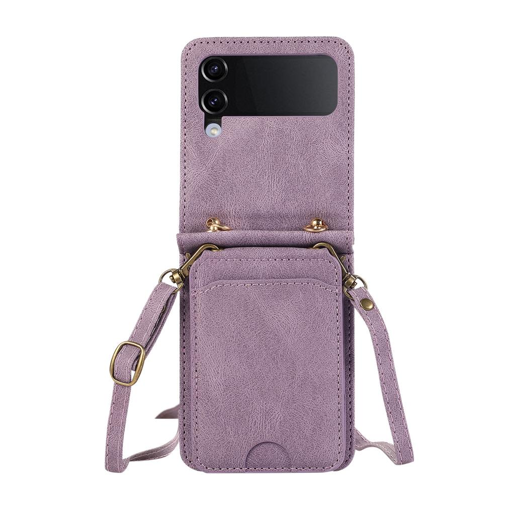 Vertical Cards Solt Crossbody Wallet Leather Case For Samsung Galaxy Z Flip 7 FE 6 5 4 3 5G Flip6 Bag Long Lanyard Cover Fundas