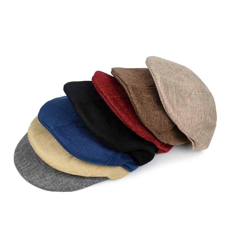 Cotton and Linen Solid Color Thin Beret Sports Hat Fashion Hat Breathable Hat Newsboy Hats Sun Hat