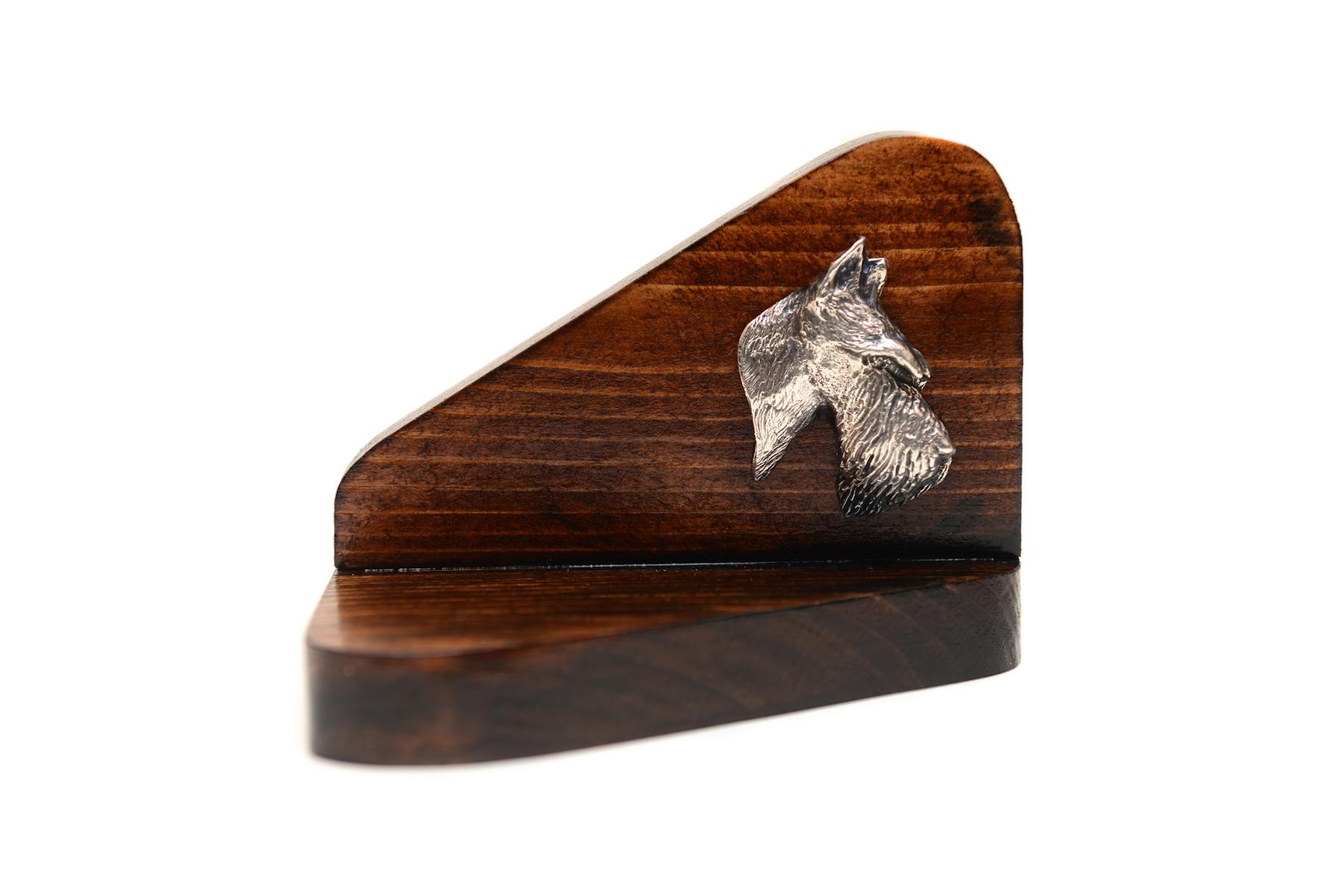 

Scottish terrier, Aberdeen Terrier - wooden candle holder with a dog, tealight holder, a memorial place for a dog by Art-Dog brand коричневий