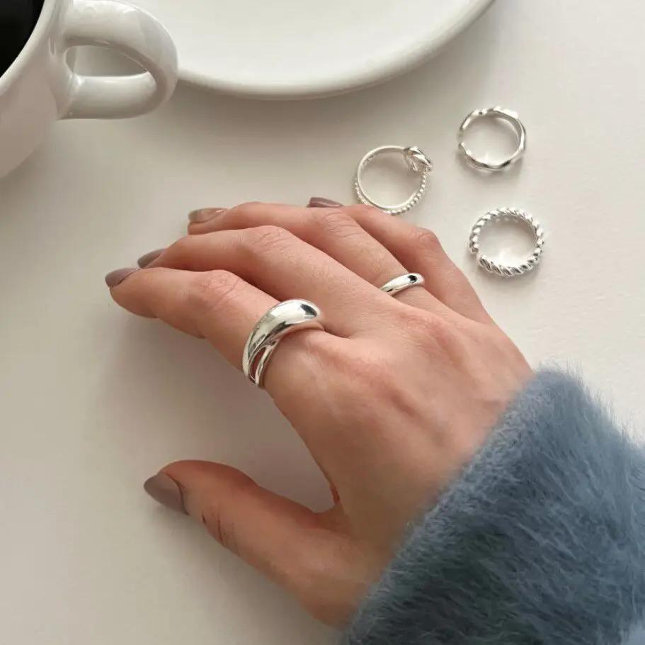 Copper Wide Smooth Ring For Women Girl Irregular Simple Fashion Adjustable Jewelry Gift Dropshipping