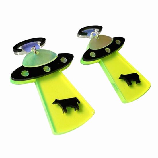 

Женские акриловые серьги с НЛО, космический корабль, инопланетянин, вечерние ювелирные аксессуары, подарок