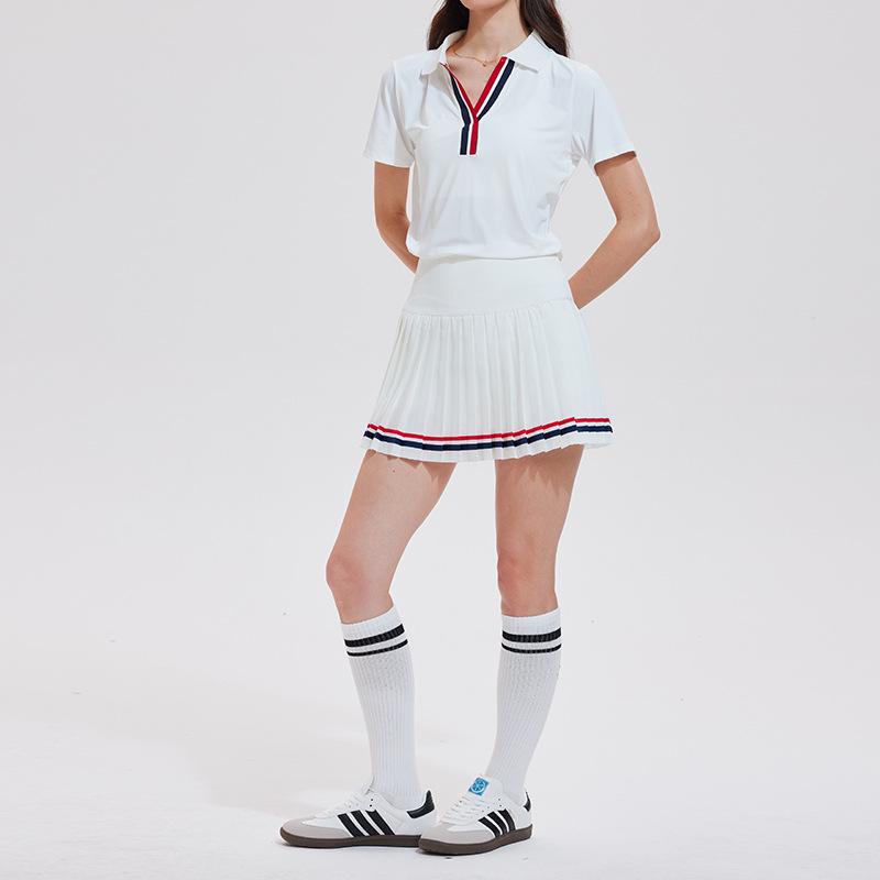 Damen Quick-Dry Tennis & Golf V-Ausschnitt Kleid mit Taschen - Anti-Exposure Fitness Rock Set