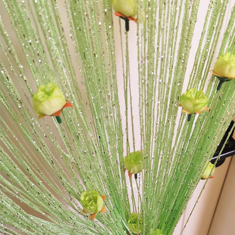 1ks Home Decor Růže Květ Okno Závěs Závěs Polyester Oddělovač závěsů Provázek Hedvábí