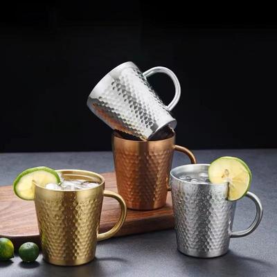 Gold 304 Stainless Steel Beer Mug Water Cups With Handle Coffee Milk Juice Mugs Summer Bar Tool Anti-Scalding For Kitchen Drink