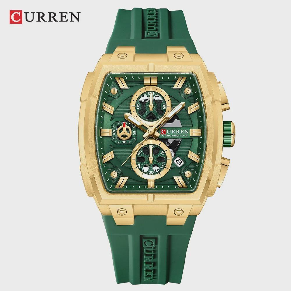 CURREN Silicon Strap Multi-functional Dialn Auto Date Design Men's Watch Sports Chronograph Watches