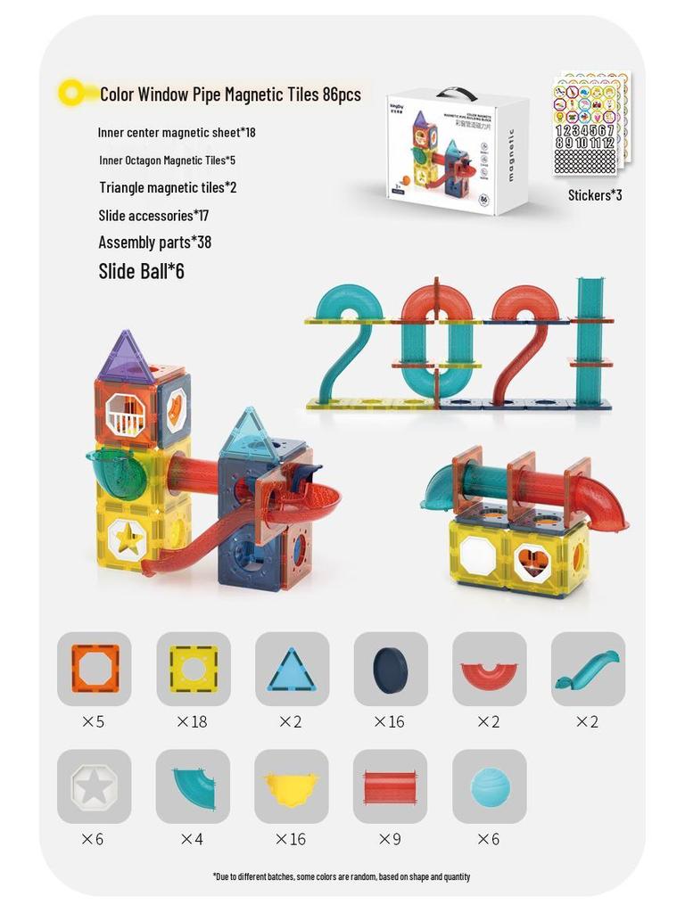 Magnetic Stained Glass Building Tiles - Brain-Boosting Interlocking Blocks for Kids Ages 3-6