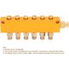 Brass Oil Distributor 5/6 Way Adjustable Lube Oil Piston Distributor Value Manifold Block for Centralized Lubrication System(1 in 6 Out)