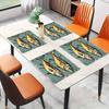 Set di 4 tovagliette danesi con incisioni su legno a forma di pesce, design vintage con sardine, 30x45 cm, eleganti tovagliette stampate per sala da pranzo, cucina e arredamento per la casa.