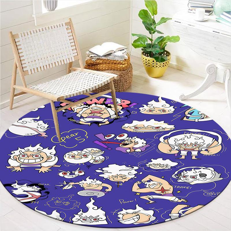 One Piece Gear Round Area Rug Carpet Rug For Living Room Bedroom Sofa Playroom Decor Nonslip Floor Mat
