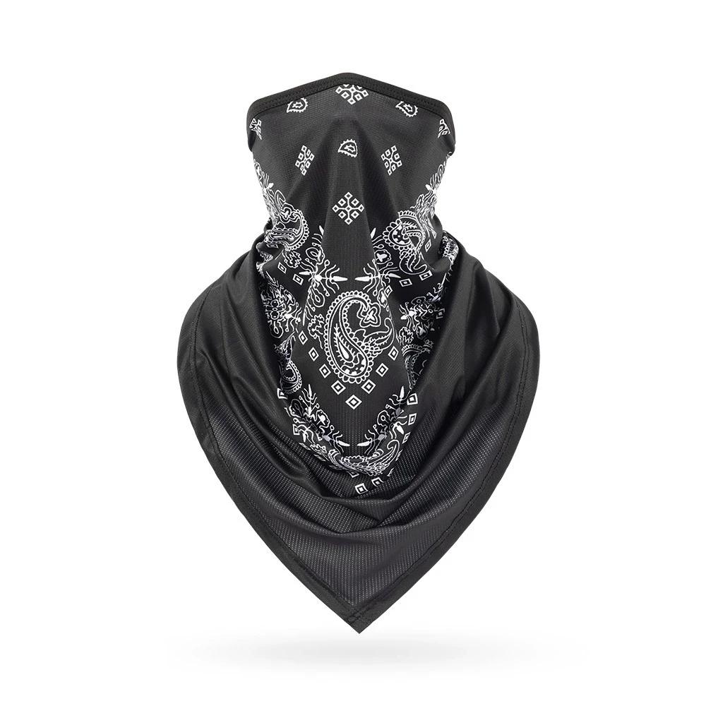 Multifunctioneel Bandana Mask Zwart Wit Hip Hop Bandana Wikkel Paisley Nieuw IJszijde Buis Nekwarmer Wandelen Driehoekige Sjaal One Size black