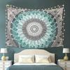 Bohemian Mandala Tapestry  Teal and White Floral Design Intricate Circular Pattern for Bedroom or Dorm De
