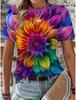 Women's Beautiful Flower Printed T-Shirts Short Sleeve Tees Tops 3D Prints O-Neck Shirt Summer Casual Women's Clothing Apparel
