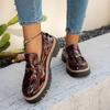 Thick-soled New Heightened British Style Small Leather Shoes Leopard Print Single Shoes