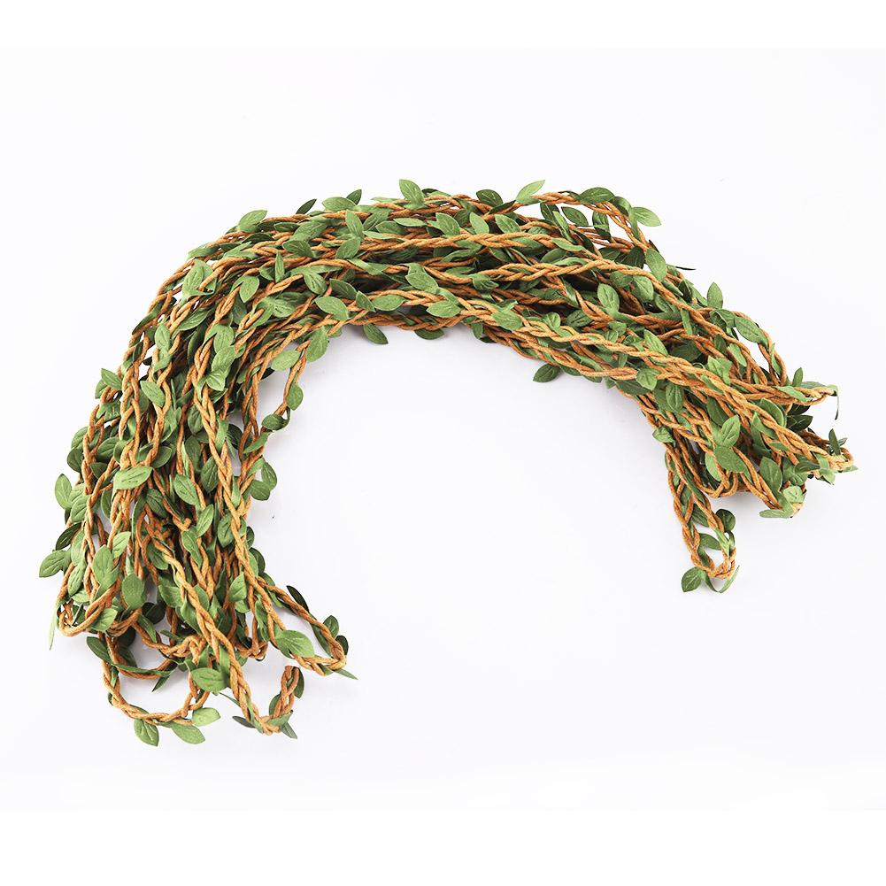 

10m Simulation Leaves Mixed Braid Forest Series Hemp Rope Rattan Decoration Brown