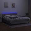 Exclusive House - LED Bed Slatted Base Mattress Light Gray 160x200 Cm Fabric