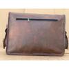 Vintage Laptop Messenger Briefcase Bag Satchel  Dark Brown Men's Leather
