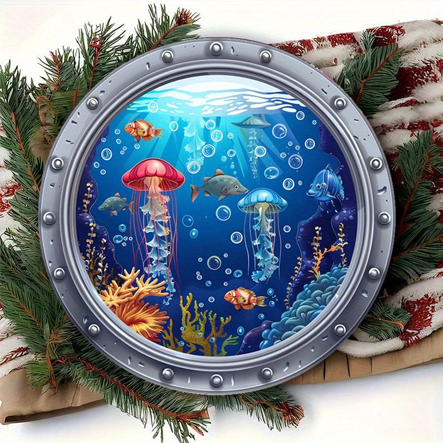 2D Flat 20cm Ocean Wooden Wall Hanging Decor - Jellyfish Universal Holiday Wooden Pendant, Home Decoration, Welcome Sign Party Decor, Wood Crafted Art