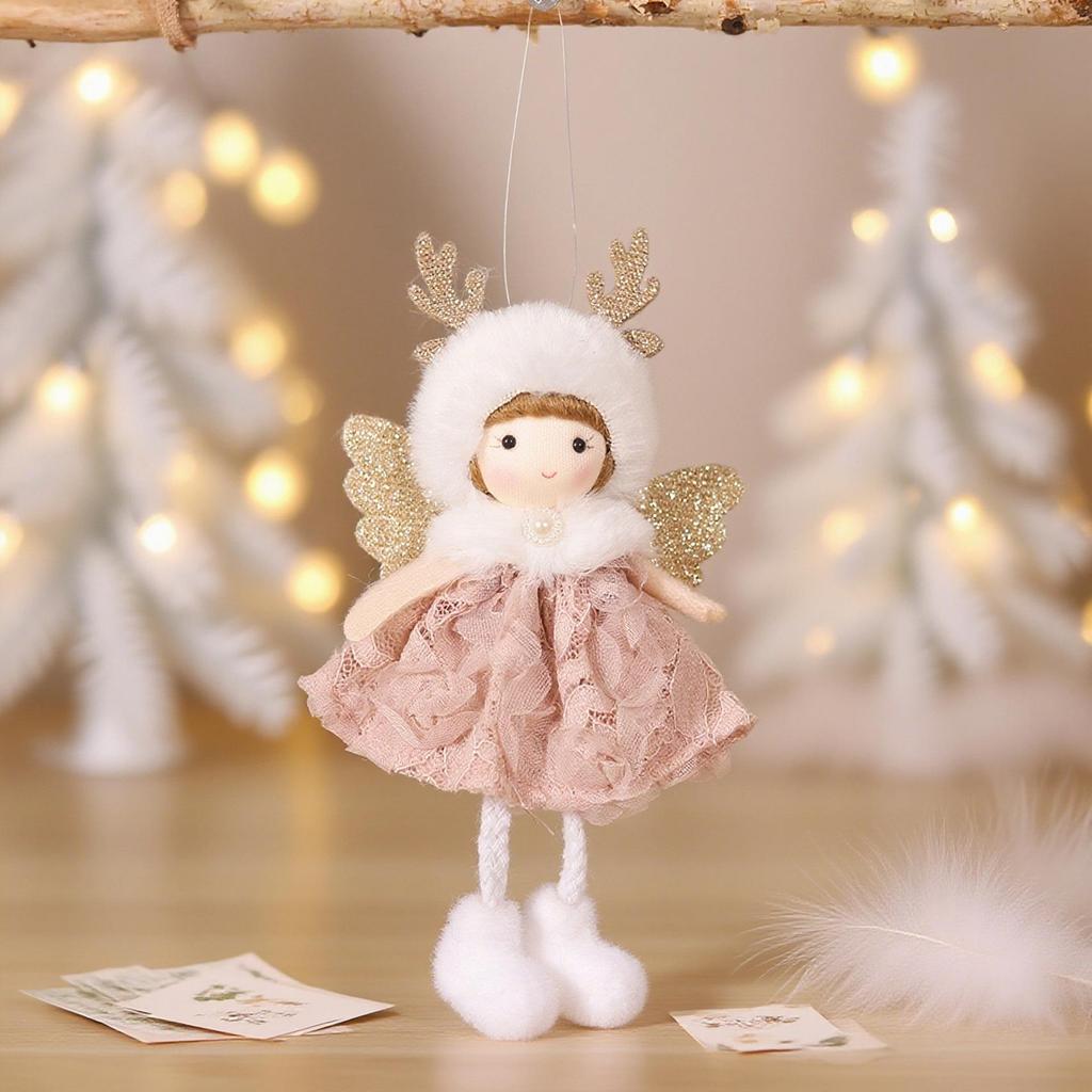 New Christmas Antler Angel Pendant Plush Angel Cute Rabbit Ears Doll Doll Christmas Tree Decoration