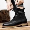 Stylish Male Business Casual High Top Shoes Genuine Leather Lace-Up for Men Motocross Boots High Quality All-match Male Boots